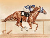 Thoroughbred, Equine Art - Secretariat on the Track